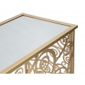 Designový glamour konzolový stolek Ari se zrcadlovou vrchní deskou a zlatou konstrukcí s motivem stromu 142 cm