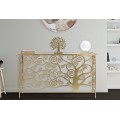 Designový glamour konzolový stolek Ari se zrcadlovou vrchní deskou a zlatou konstrukcí s motivem stromu 142 cm