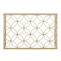 Designový art deco konzolový stolek Fiona se zlatou podstavou s geometrickým vzorem květin a bílou mramorovou deskou 120 cm
