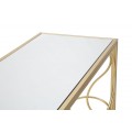 Designový glamour konzolový stolek Nastrillo se zrcadlovou vrchní deskou a zlatou podstavou s ozdobnými oblouky 140 cm