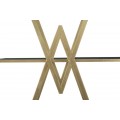 Designový glamour regál Triangolo Oro se čtyřmi policemi z černého skla a geometrickou zlatou konstrukcí 180 cm