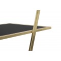 Designový glamour regál Triangolo Oro se čtyřmi policemi z černého skla a geometrickou zlatou konstrukcí 180 cm