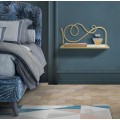 Sada designov&yacute;ch glamour polic Dumur se zrcadlov&yacute;m sklem a ozdobnou kovovou konstrukc&iacute; ve zlat&eacute; barvě se spir&aacute;lami 40 cm