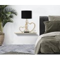 Designová glamour sada obdélníkových polic Amorattia se zrcadlovou deskou a kovovým rámem s dekorativními srdíčky 42 cm