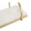 Designov&aacute; glamour obd&eacute;ln&iacute;kov&aacute; police Goldbrand s kr&eacute;movou mramorovou deskou a zlat&yacute;m kovov&yacute;m r&aacute;mem se z&aacute;věsn&yacute;mi oblouky 40 cm