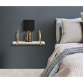 Designov&aacute; glamour obd&eacute;ln&iacute;kov&aacute; police Goldbrand s kr&eacute;movou mramorovou deskou a zlat&yacute;m kovov&yacute;m r&aacute;mem se z&aacute;věsn&yacute;mi oblouky 40 cm