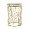 Designová glamour sada kulatých příručních stolků Elyria se zrcadlovou deskou a propleteným zlatým kovovým rámem 55 cm