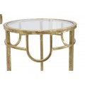 Designov&aacute; glamour sada kulat&yacute;ch př&iacute;ručn&iacute;ch stolků Solara se skleněnou deskou a zlat&yacute;m kovov&yacute;m r&aacute;mem s detaily 70 cm