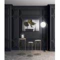 Designov&aacute; glamour sada kulat&yacute;ch př&iacute;ručn&iacute;ch stolků Zephira se skleněnou deskou a propleten&yacute;m zlat&yacute;m kovov&yacute;m r&aacute;mem 79 cm