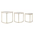 Designová glamour geometrická sada příručních stolků Geometrica se skleněnou deskou a zlatým kovovým rámem 50 cm
