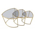 Designová glamour geometrická sada příručních stolků Geometrica se skleněnou deskou a zlatým kovovým rámem 50 cm