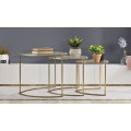 Designová glamour geometrická sada příručních stolků Geometrica se skleněnou deskou a zlatým kovovým rámem 50 cm