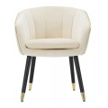 Designová glamour jídelní židle Aurelle s potahem v béžové barvě se zlatými detaily 78 cm