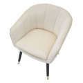 Designová glamour jídelní židle Aurelle s potahem v béžové barvě se zlatými detaily 78 cm