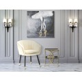 Designová glamour jídelní židle Aurelle s potahem v béžové barvě se zlatými detaily 78 cm