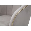 Designová glamour jídelní židle Aurelle s potahem v šedé barvě se zlatým prošíváním 78 cm