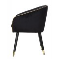 Dizajnová glamour jedálenská stolička Aurelle s čiernym čalúnením so zlatými detailmi 78 cm
