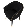 Dizajnová glamour jedálenská stolička Aurelle s čiernym čalúnením so zlatými detailmi 78 cm