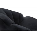 Art deco čalouněné křeslo Salei se sametovým potahem s prošíváním ve tvaru mušle se zlatými kovovými nožičkami 84 cm