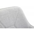 Moderní barová židle Eli s černými kovovými nožičkami a šedým látkovým čalouněním s geometrickým vzorem 109 cm
