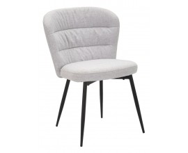 Skandin&aacute;vsk&aacute; j&iacute;deln&iacute; židle Magnus ve světle &scaron;ed&eacute; barvě s jemn&yacute;m čalouněn&iacute;m horizont&aacute;ln&iacute;m pro&scaron;&iacute;v&aacute;n&iacute;m a čern&yacute;mi kovov&yacute;mi nohami