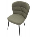 Modern&iacute; j&iacute;deln&iacute; židle Magnus s olivově zelenou l&aacute;tkou se mohutn&yacute;m polobloukov&yacute;m opěradlem z čern&yacute;ch kovov&yacute;ch nohou 85 cm