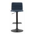 Modern&iacute; barov&aacute; židle Lenza s man&scaron;estrov&yacute;m potahem v tmavě modr&eacute; barvě a v&yacute;&scaron;kově nastavitelnou černou podstavou 107 cm