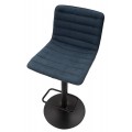 Modern&iacute; barov&aacute; židle Lenza s man&scaron;estrov&yacute;m potahem v tmavě modr&eacute; barvě a v&yacute;&scaron;kově nastavitelnou černou podstavou 107 cm