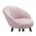Art deco růžová barová židle Eldoria s čalouněným oblým opěradlem a černými kovovými nožičkami se zlatými detaily 104 cm
