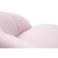 Art deco růžová barová židle Eldoria s čalouněným oblým opěradlem a černými kovovými nožičkami se zlatými detaily 104 cm