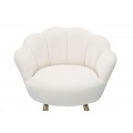 Art deco krémová barová židle Florencie s čalouněným opěradlem ve tvaru mušle a zlatými kovovými nožičkami 110 cm