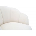 Art deco krémová barová židle Florencie s čalouněným opěradlem ve tvaru mušle a zlatými kovovými nožičkami 110 cm