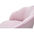 Art deco růžová barová židle Florencie s čalouněným sedákem a mušlovým opěradlem se zlatými kovovými nožičkami 110 cm