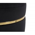Art deco kulat&aacute; čern&aacute; sametov&aacute; čalouněn&aacute; taburetka Laurentia se zlat&yacute;m detailem 40 cm