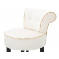 Designov&aacute; art deco barov&aacute; židle Vivienne s b&iacute;l&yacute;m potahem s čern&yacute;mi nožičkami se zlat&yacute;mi detaily 96 cm