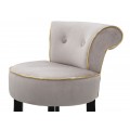 Designová art deco šedá barová židle Vivienne s černými nožičkami se zahnutou opěrkou se zlatými detaily 96 cm