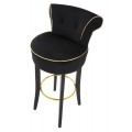 Designov&aacute; art deco čern&aacute; barov&aacute; židle Vivienne se zahnutou opěrkou se zlat&yacute;mi detaily 96 cm