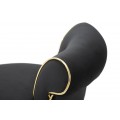 Designová art deco černá barová židle Vivienne se zahnutou opěrkou se zlatými detaily 96 cm