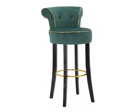 Designov&aacute; art deco smaragdov&aacute; zelen&aacute; barov&aacute; židle Vivienne s čern&yacute;mi nožičkami se zlat&yacute;mi detaily 96 cm