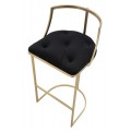 Designov&aacute; glamour barov&aacute; židle Izmir se zlat&yacute;m kovov&yacute;m r&aacute;mem a čern&yacute;m sametov&yacute;m sed&aacute;tkem s ozdobn&yacute;m pro&scaron;&iacute;v&aacute;n&iacute;m 90 cm