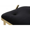 Designová glamour barová židle Izmir se zlatým kovovým rámem a černým sametovým sedátkem s ozdobným prošíváním 90 cm
