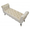 Designová zámecká lavice Richetti s klasickými zahnutými opěrkami a chesterfield prošíváním krémová béžová 120 cm