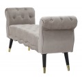 Designov&aacute; chesterfield lavice Richetti s &scaron;ed&yacute;m sametov&yacute;m potahem a zahnut&yacute;mi bočn&iacute;mi opěrkami s ozdobn&yacute;m pro&scaron;&iacute;v&aacute;n&iacute;m 120 cm