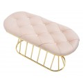 Designová glamour lavice Ziglia se zlatou kovovou podstavou a růžovým čalouněným prošívaným sedadlem 91 cm