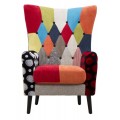 Modern&iacute; designov&eacute; křeslo u&scaron;&aacute;k Burlone s v&iacute;cebarevn&yacute;m potahem s patchworkov&yacute;m vzorem 73 cm