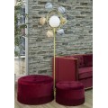 Designová retro sada kulatých sametových taburetek Regalia s třásněmi a úložným prostorem vínová červená 71 cm