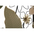 Glamour obdélníkový kovový konzolový stolek Florel s dřevěnou deskou a florálním motivem ve zlaté a zelené barvě 108 cm