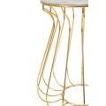 Art deco kulatý kovový zlatý mramorový konferenční stolek Naris s atypickou nohou a vrchní fialovou deskou 52 cm