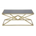 Designový glamour obdélníkový konferenční stolek Triangolo Oro s černou skleněnou deskou a zlatou geometrickou podstavou 110 cm