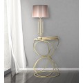 Art deco kovový zlatý geometrický příruční stolek Kelly v kulatém tvaru s vrchní deskou se zrcadlem 61 cm